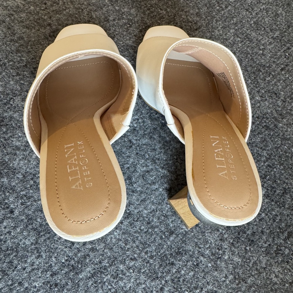 Alfani Magnoleap Mule Heels Sz 6 M Modern Ball Block Heel White with Box - Picture 6 of 9